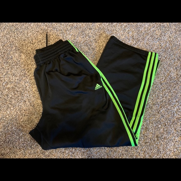 adidas lime green stripe track pants